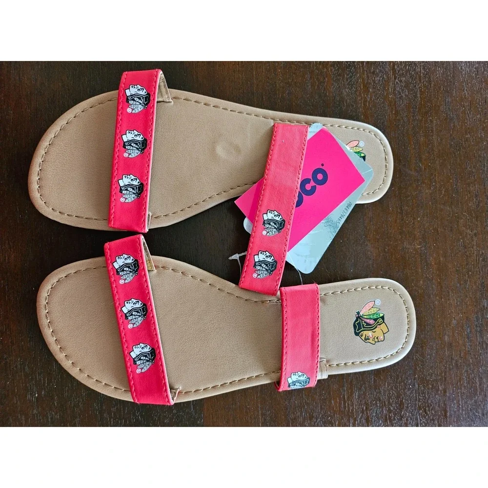 Chicago Blackhawks Women's Double-Strap Sandals BY FOCO SZ Medium (7-8)